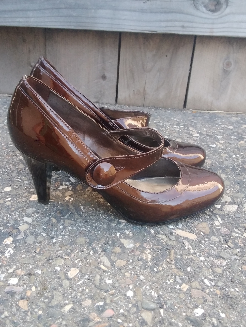 ANTONIO MELANI Brown Patent Mary Jane Heels Womens 7M Y2K